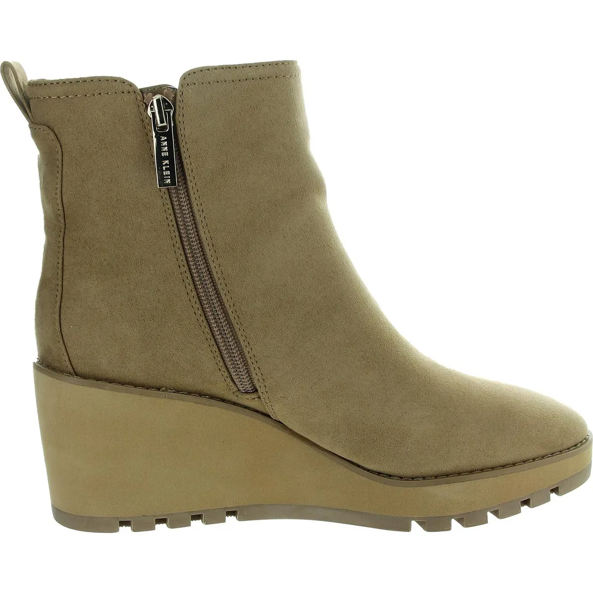 Portia Womens Zipper Microfiber Wedge Boots