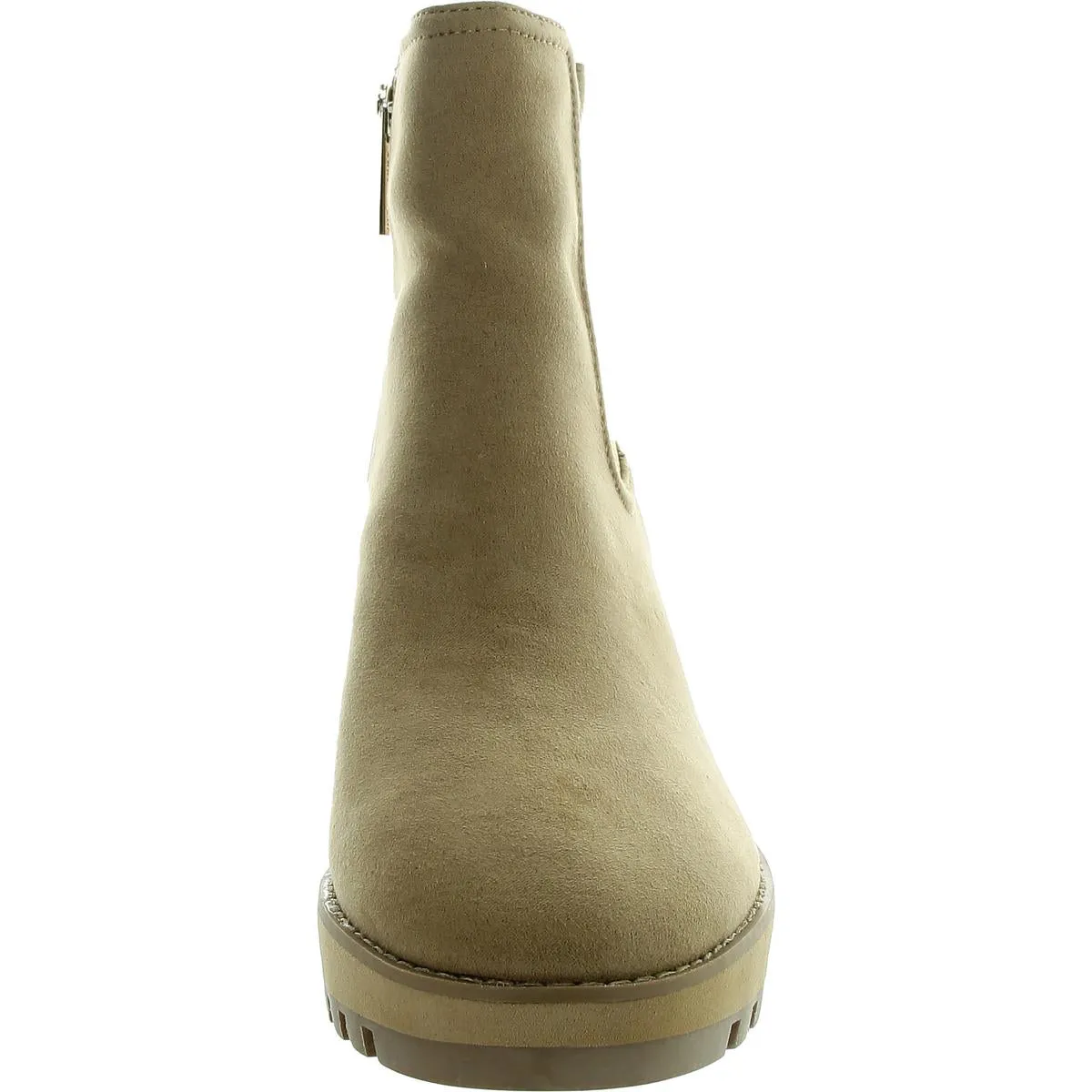 Portia Womens Zipper Microfiber Wedge Boots