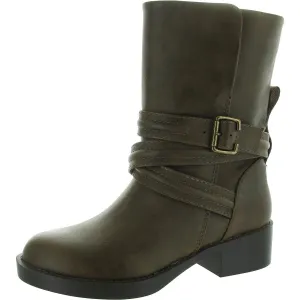 Prema Santee Womens Zipper Faux Leather Mid-Calf Boots