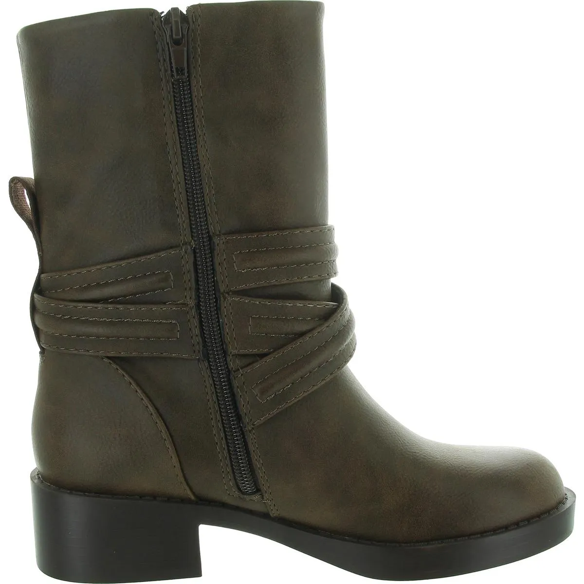 Prema Santee Womens Zipper Faux Leather Mid-Calf Boots