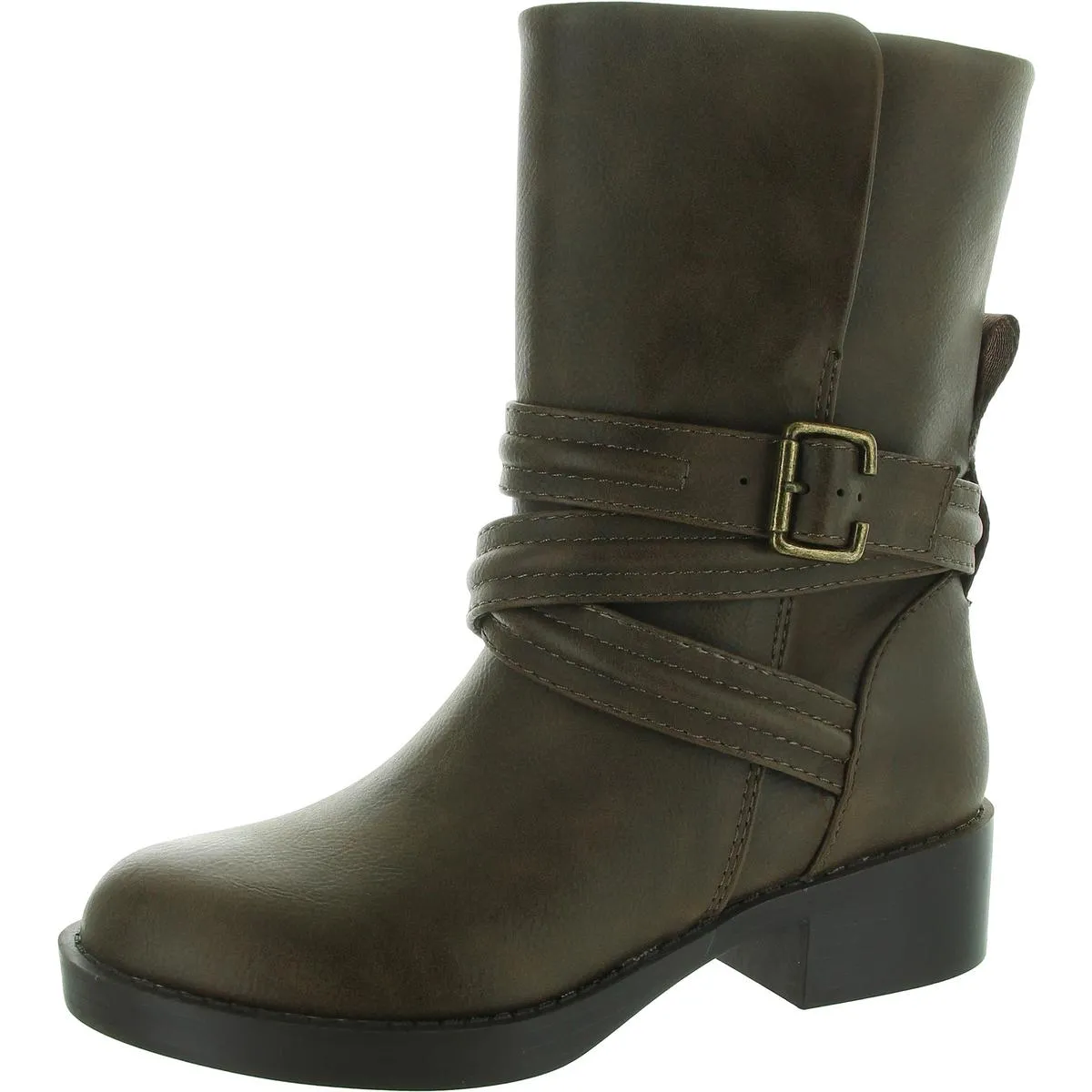 Prema Santee Womens Zipper Faux Leather Mid-Calf Boots