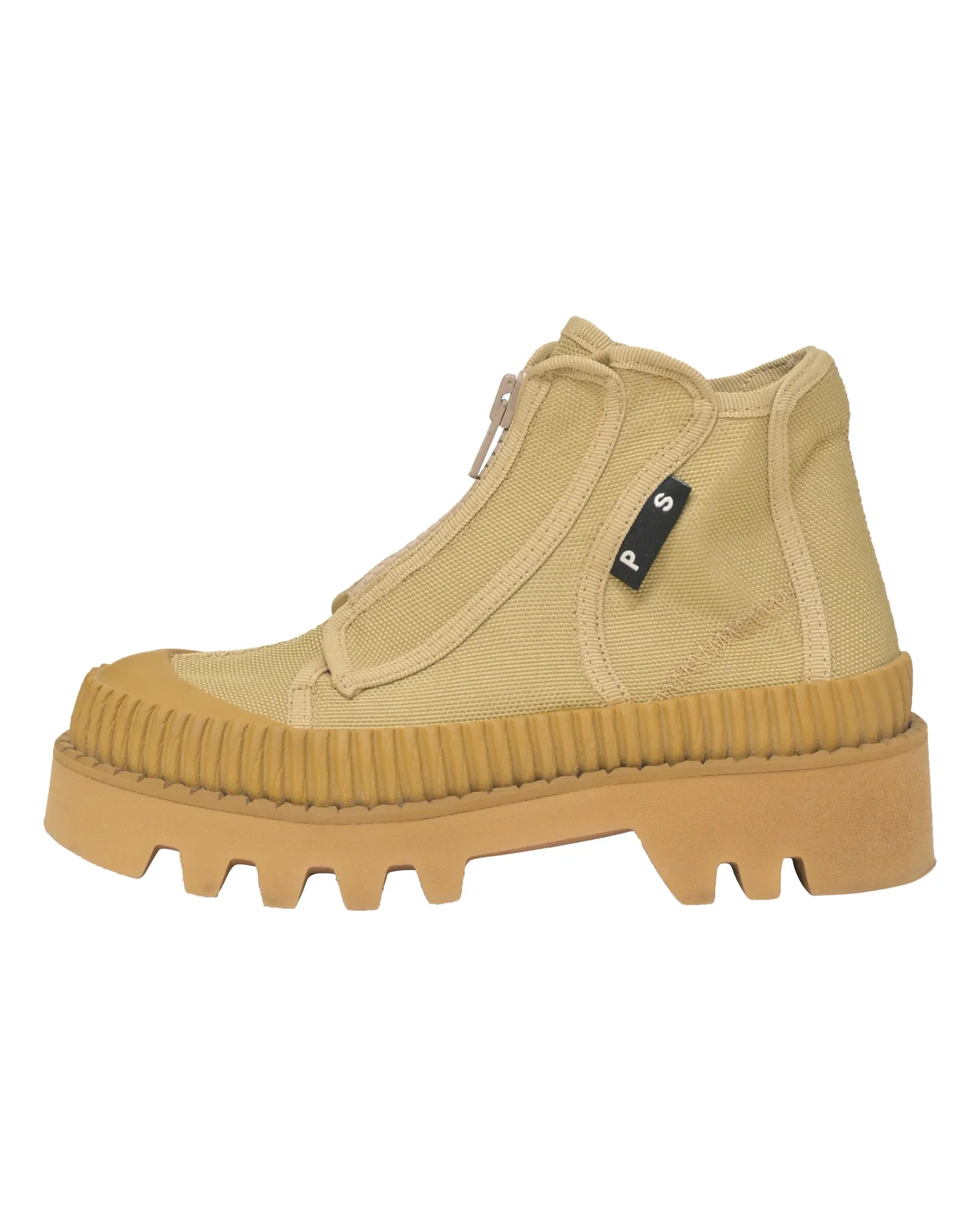 Proenza Schouler Lace-Up Ankle Boots in Beige Canvas