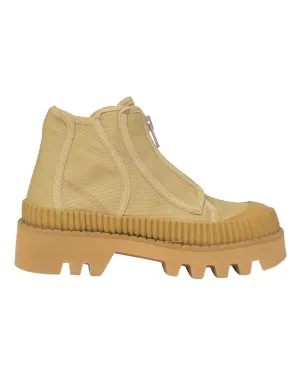 Proenza Schouler Lace-Up Ankle Boots in Beige Canvas