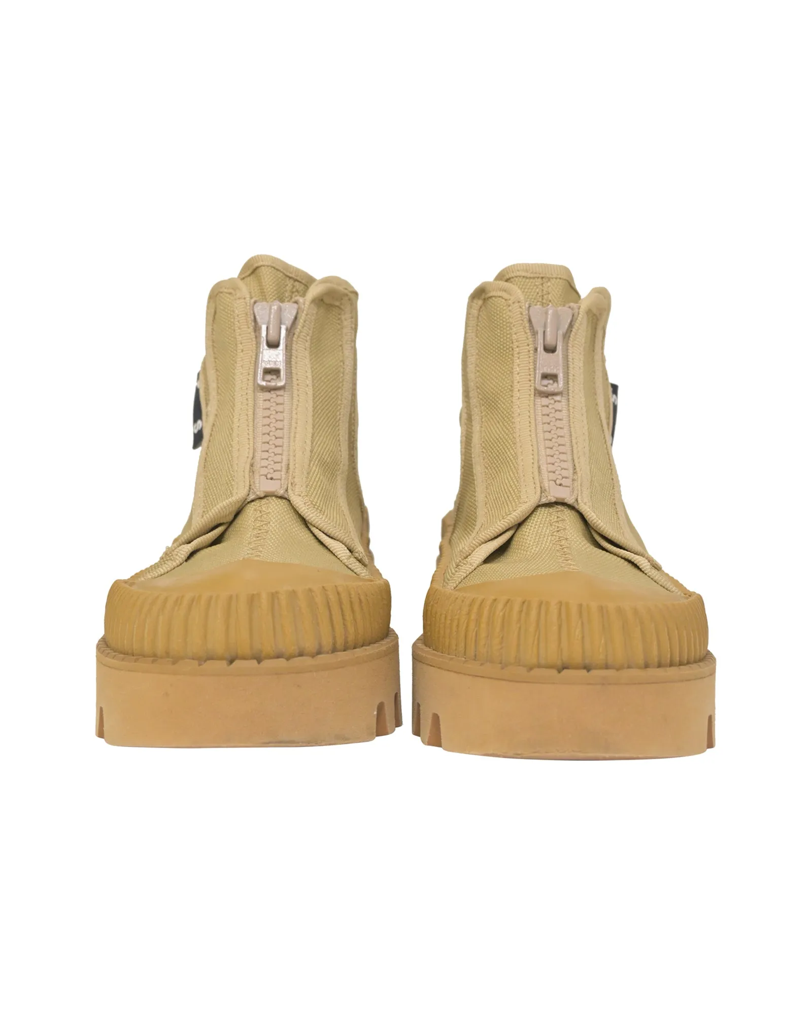 Proenza Schouler Lace-Up Ankle Boots in Beige Canvas