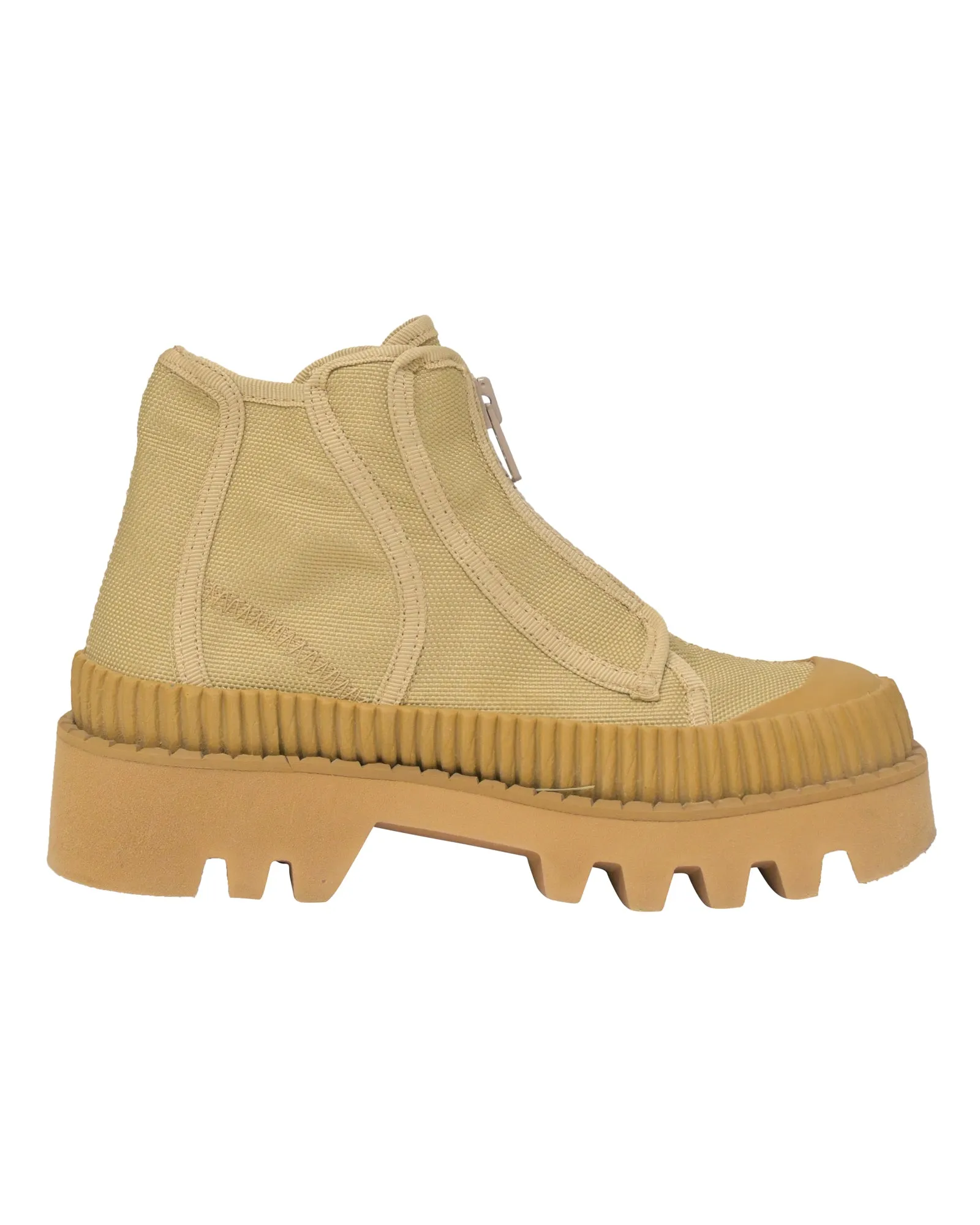 Proenza Schouler Lace-Up Ankle Boots in Beige Canvas