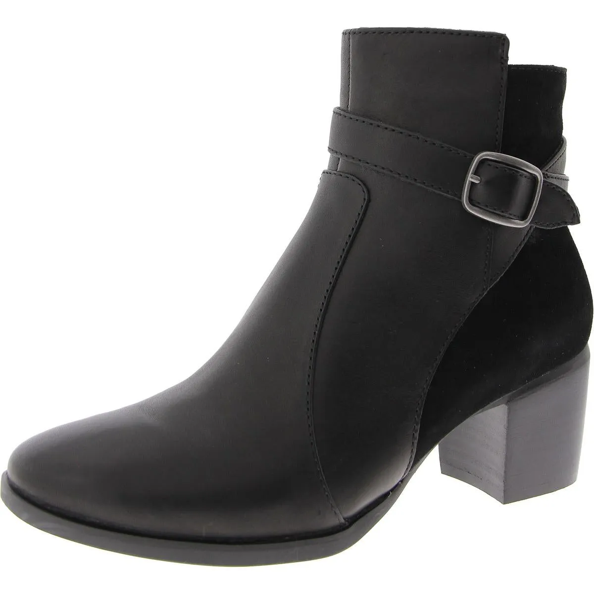 Rebecca Womens Leather Buckle Ankle Boots