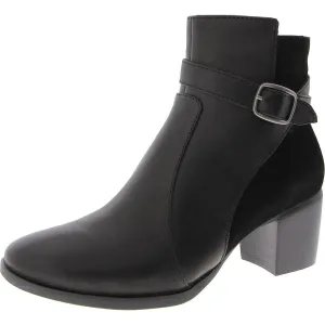 Rebecca Womens Leather Buckle Ankle Boots