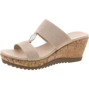 Rikki Womens Textured Platform Slide Sandals