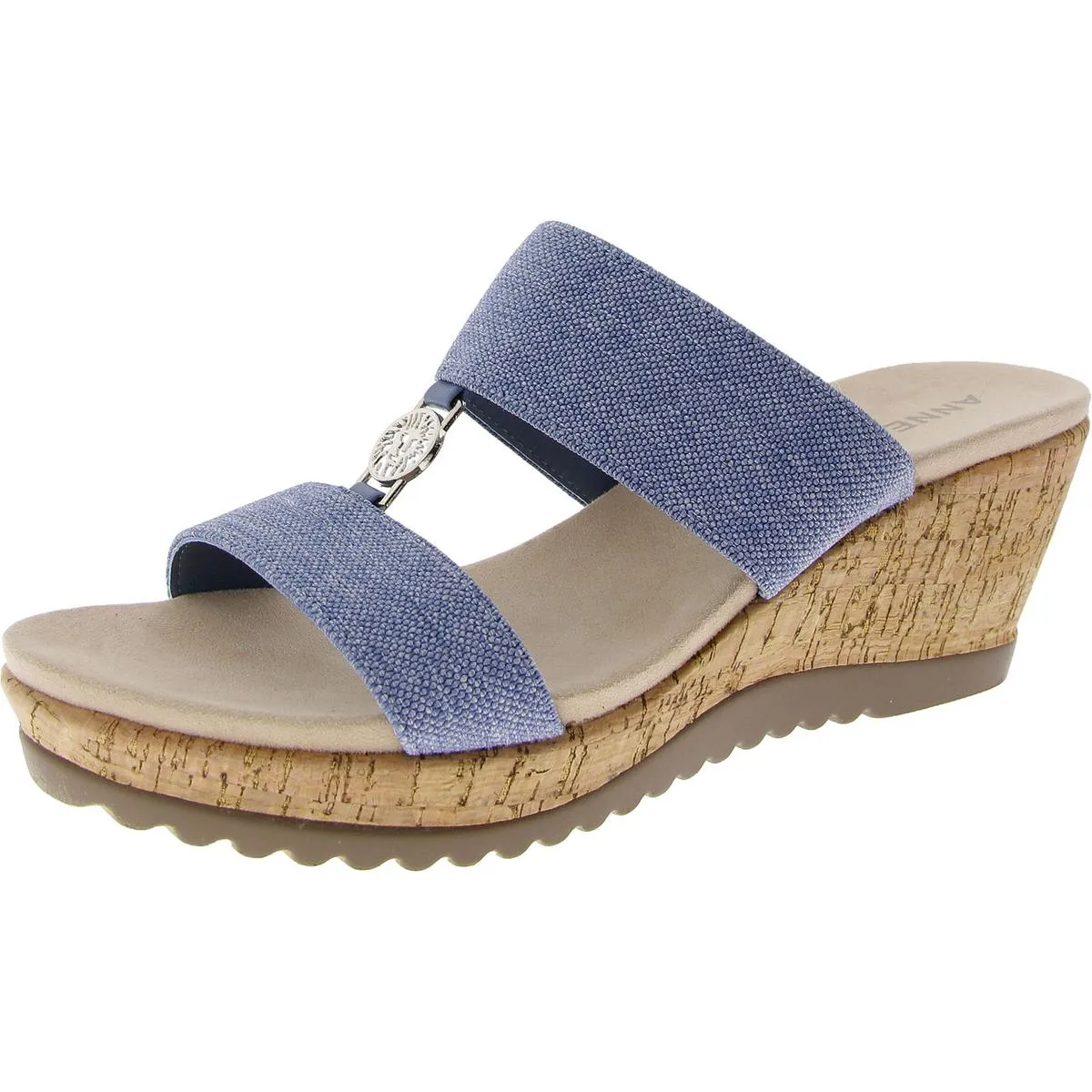 Rikki Womens Textured Platform Slide Sandals