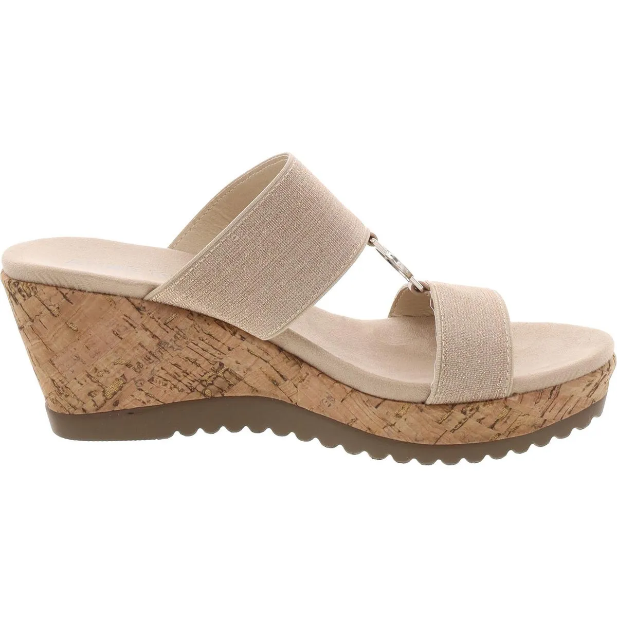 Rikki Womens Textured Platform Slide Sandals