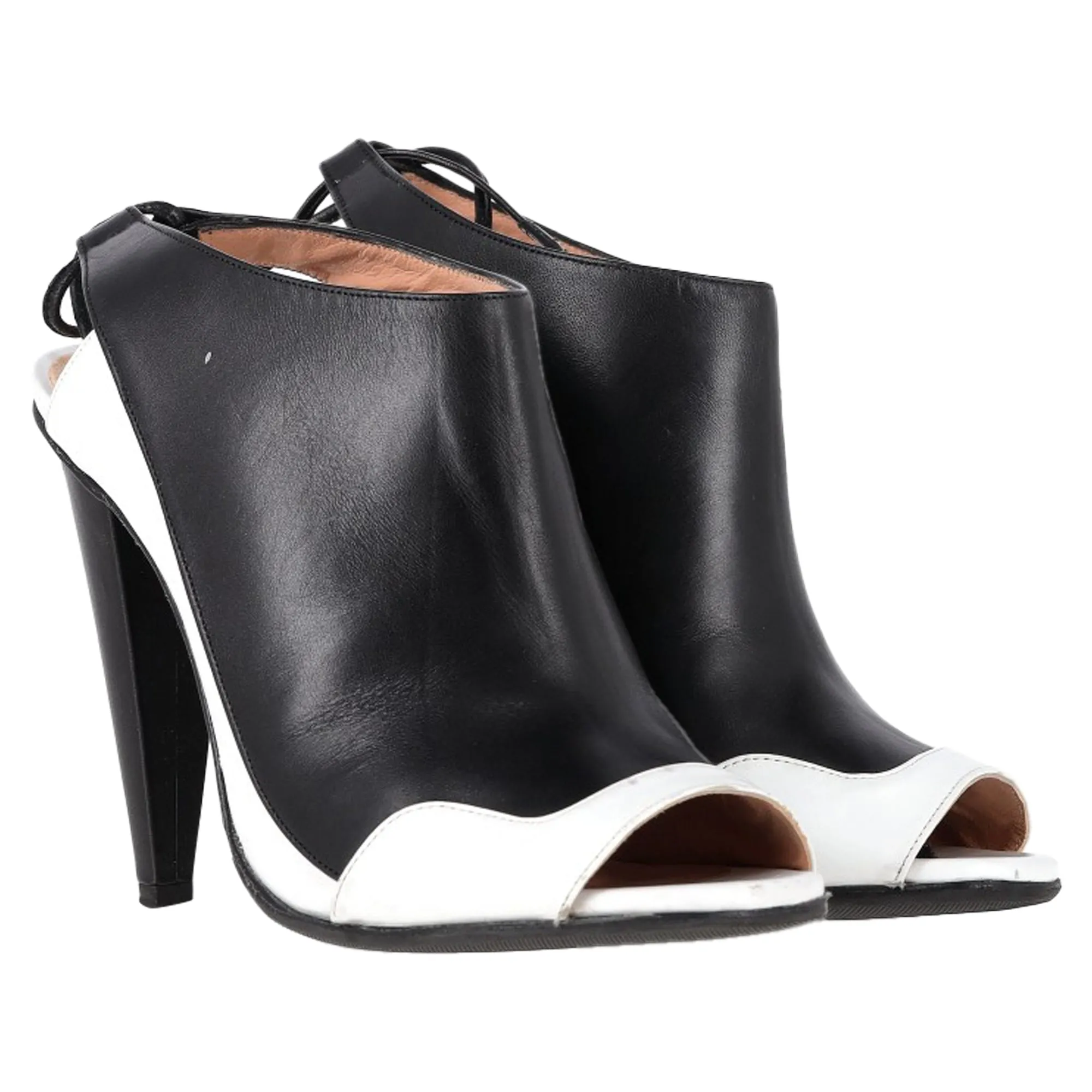 Roland Mouret Damier Slingback Ankle Boots in Black Leather
