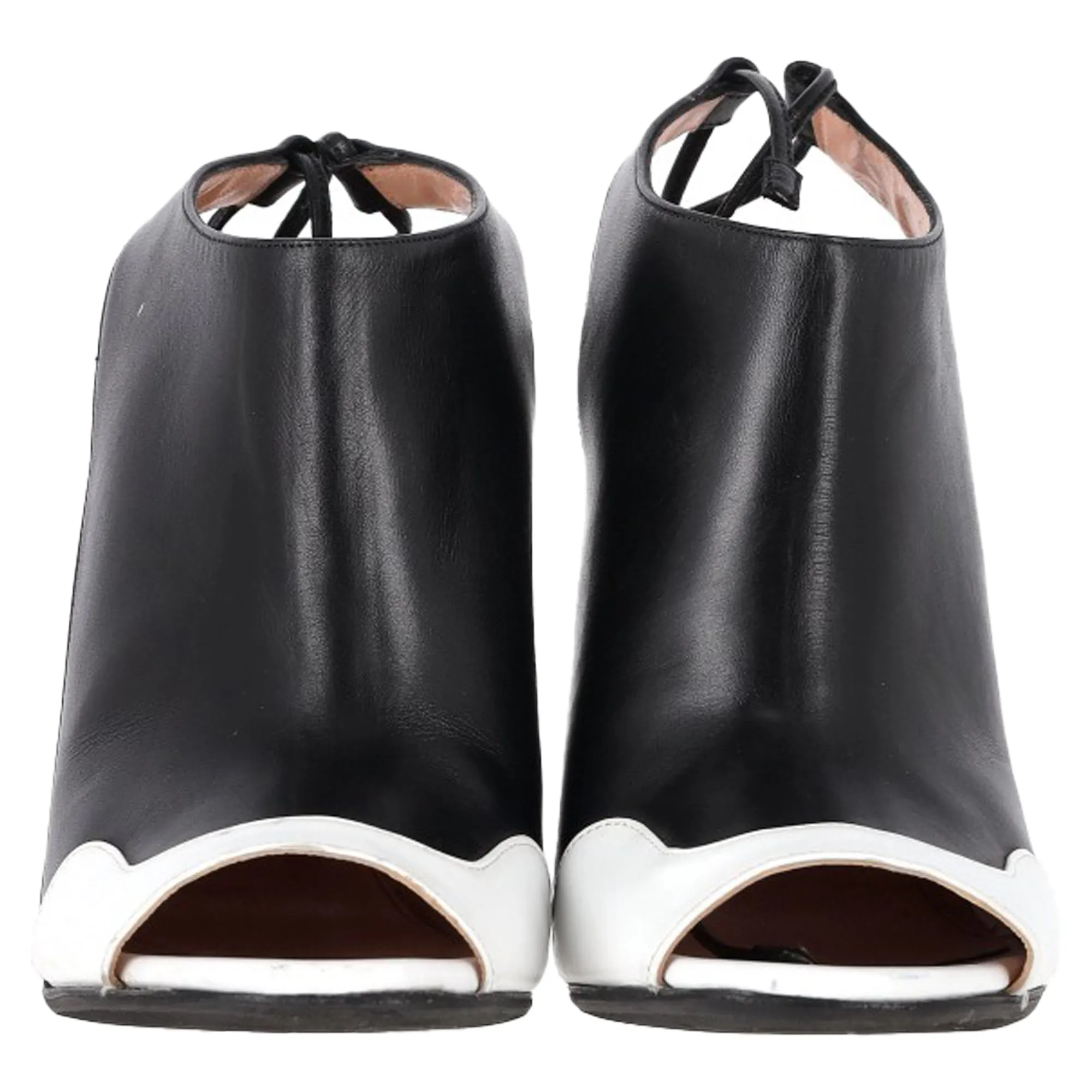 Roland Mouret Damier Slingback Ankle Boots in Black Leather