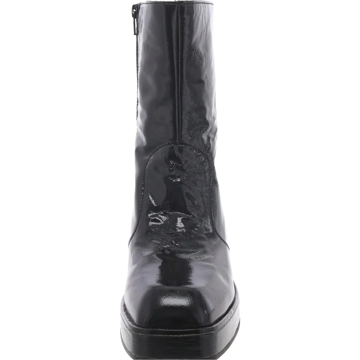 Ruby Shine Womens Patent Leather Block Heel Ankle Boots