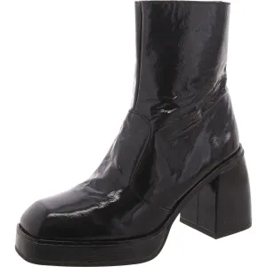 Ruby Shine Womens Patent Leather Block Heel Ankle Boots