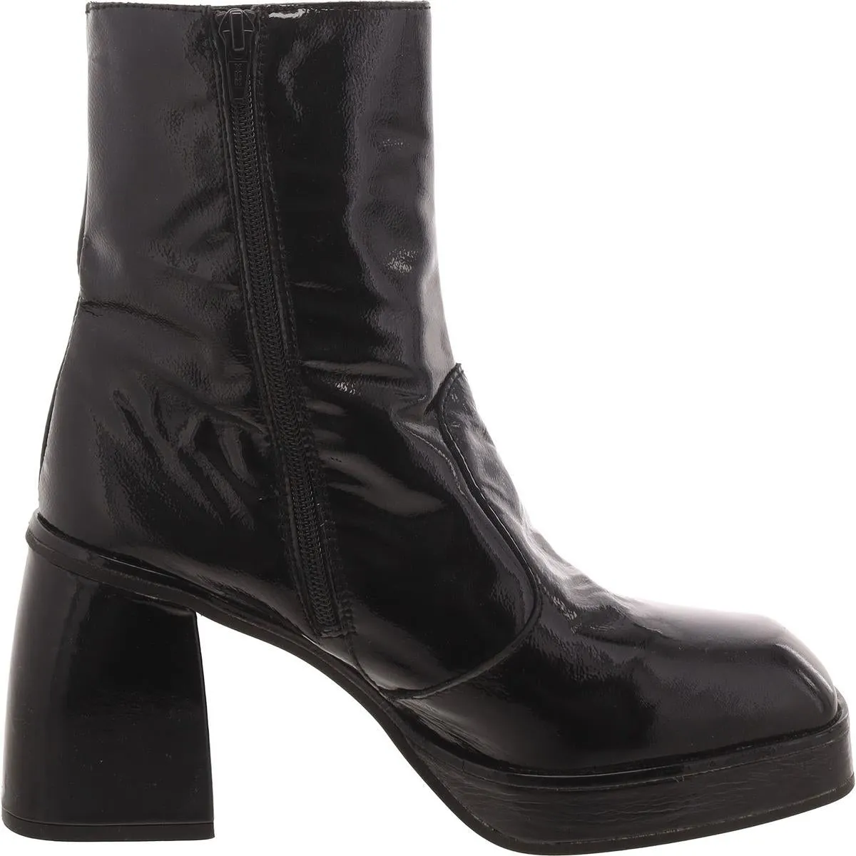 Ruby Shine Womens Patent Leather Block Heel Ankle Boots