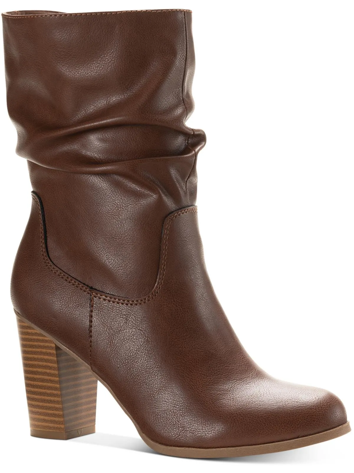 Saraa Slouch Womens Faux Leather Block Heel Mid-Calf Boots