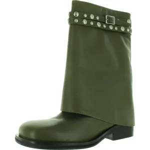 Scorpio Studded Foldover Womens Fold-Over Leather Mid-Calf Boots