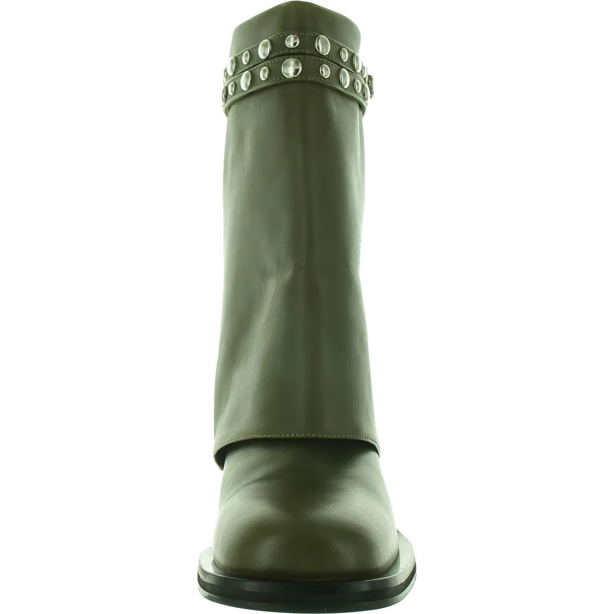 Scorpio Studded Foldover Womens Fold-Over Leather Mid-Calf Boots