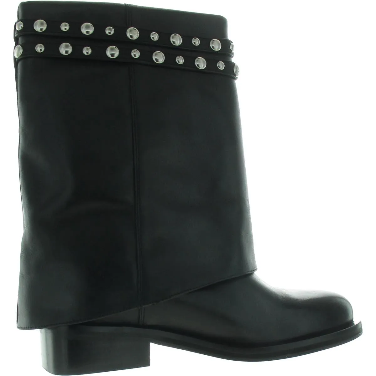 Scorpio Studded Foldover Womens Fold-Over Leather Mid-Calf Boots