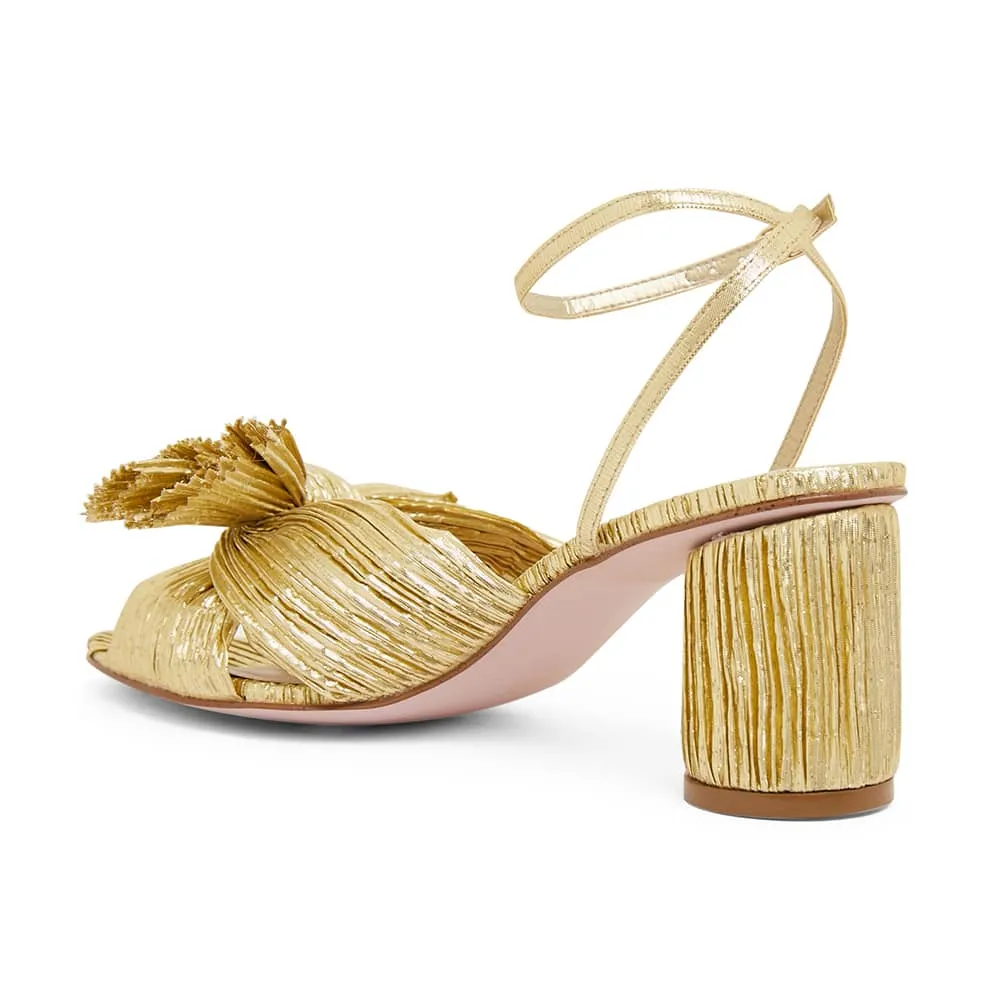 Secret Heel in Gold Metallic Fabric