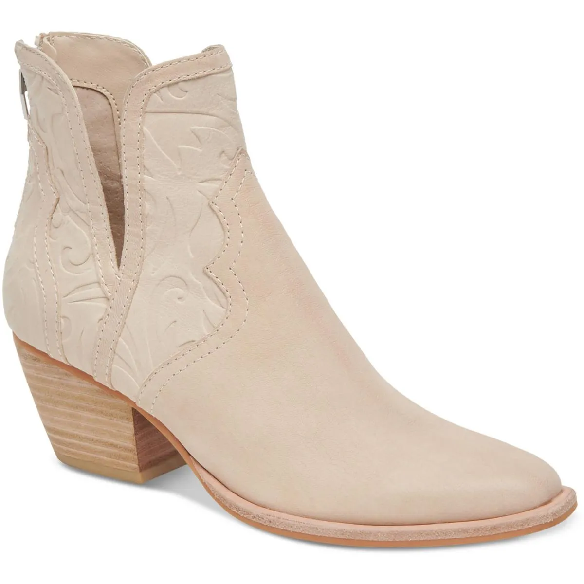 Silvan Womens Leather Block Heel Booties