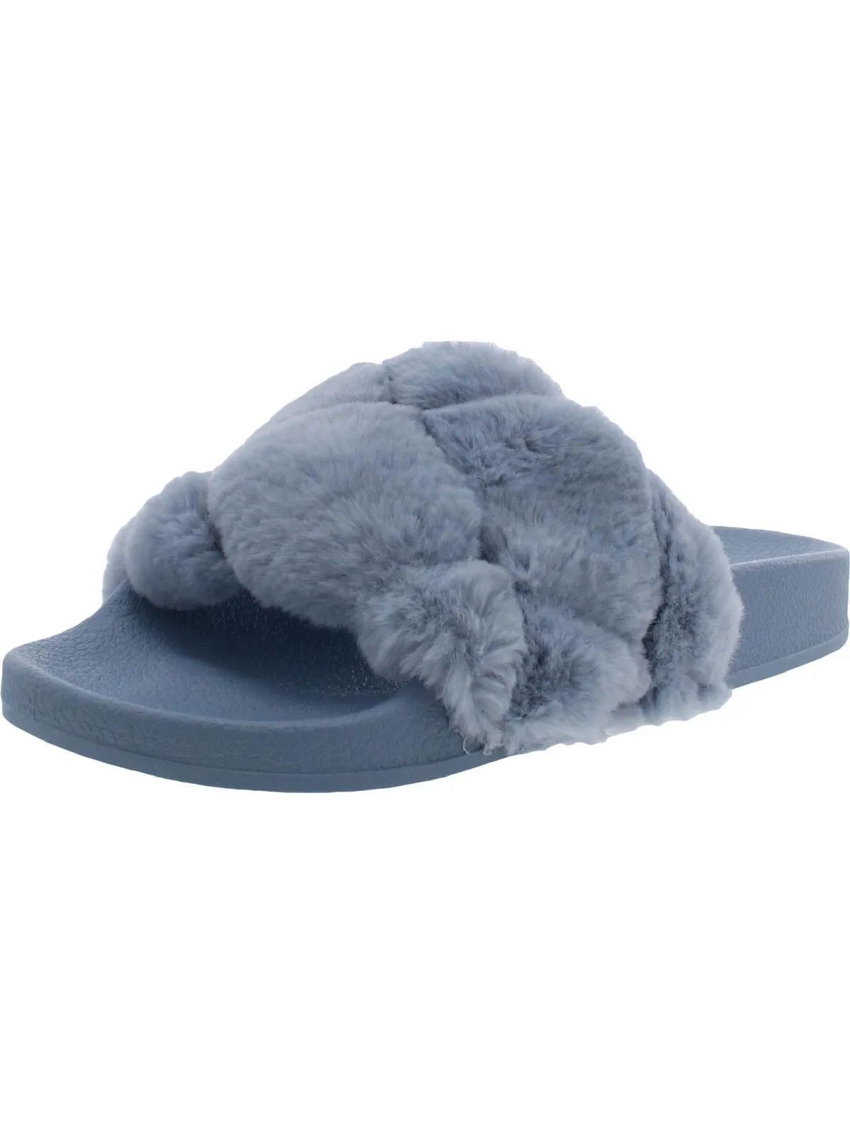 Snooze Womens Faux Fur Slip On Pool Slides