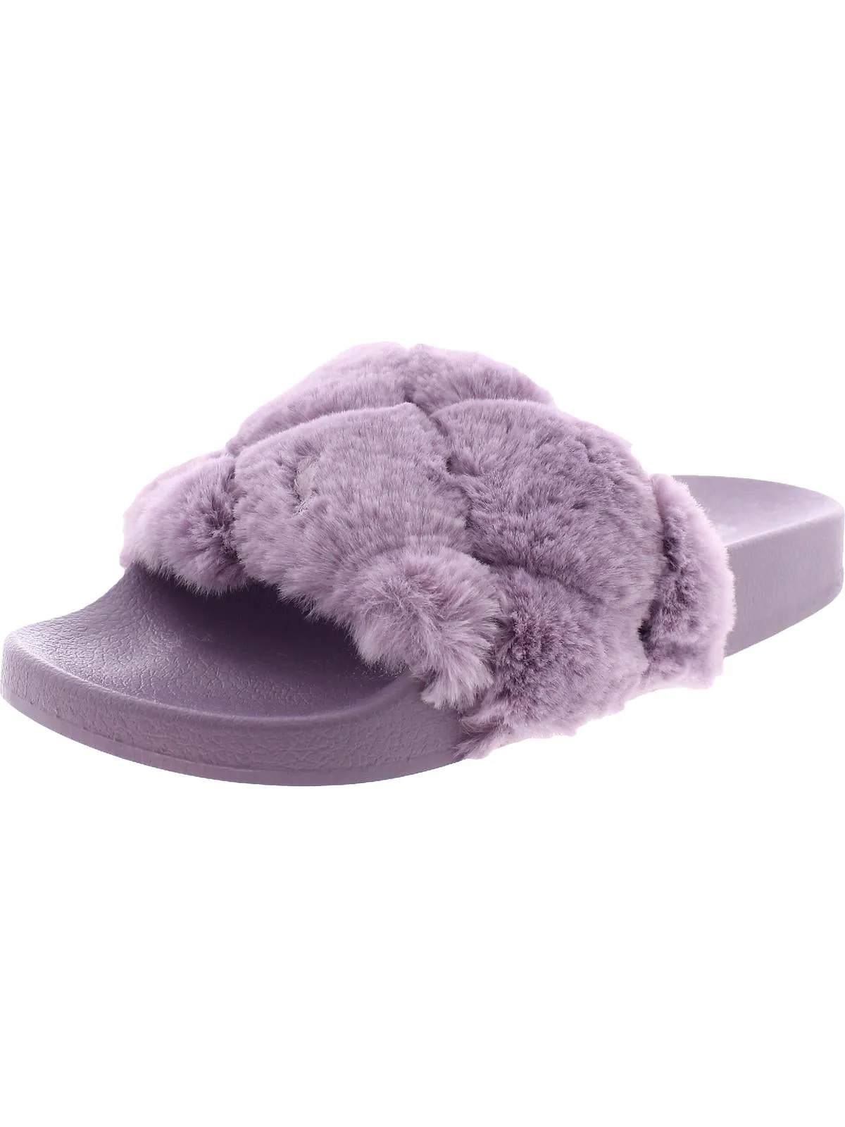 Snooze Womens Faux Fur Slip On Pool Slides