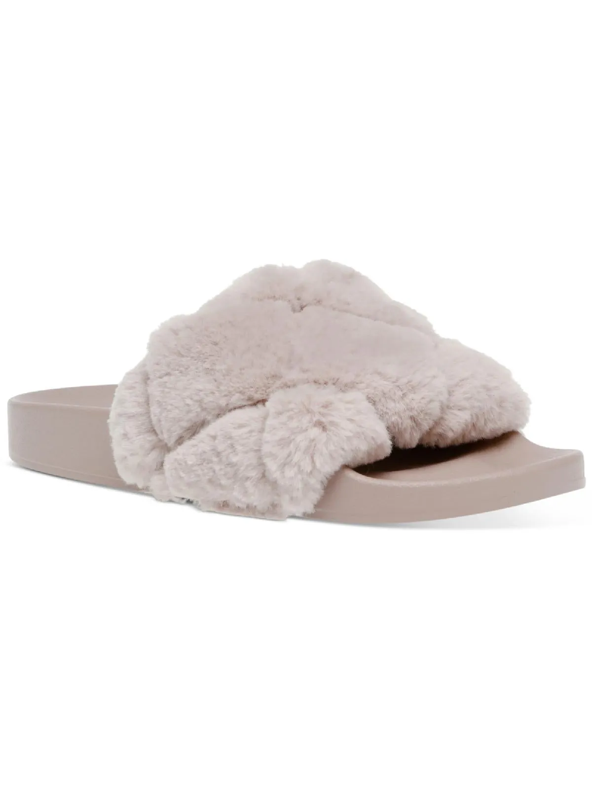 Snooze Womens Faux Fur Slip On Pool Slides