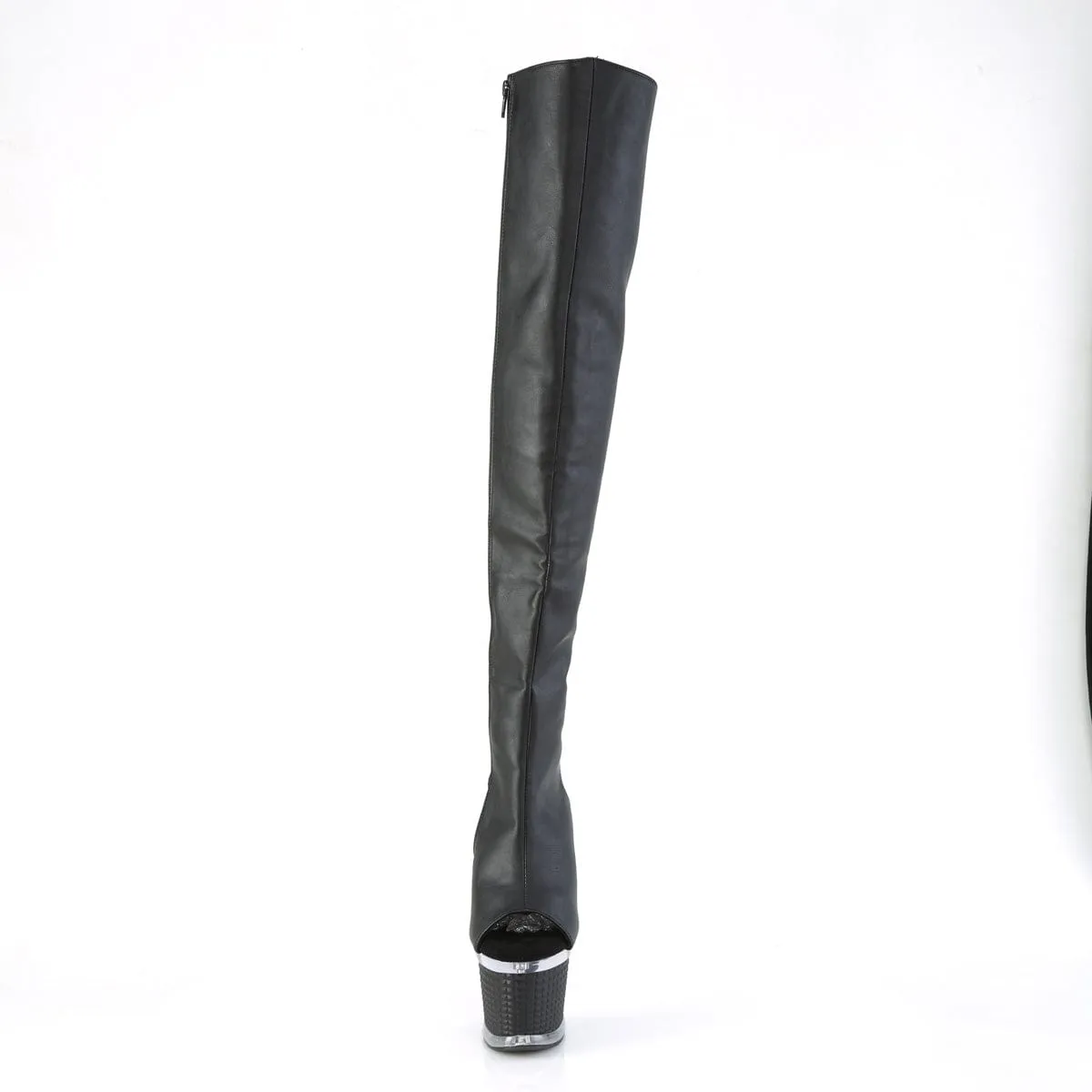 SPECTATOR-3019 Black Faux Leather/Clear-Black Matte