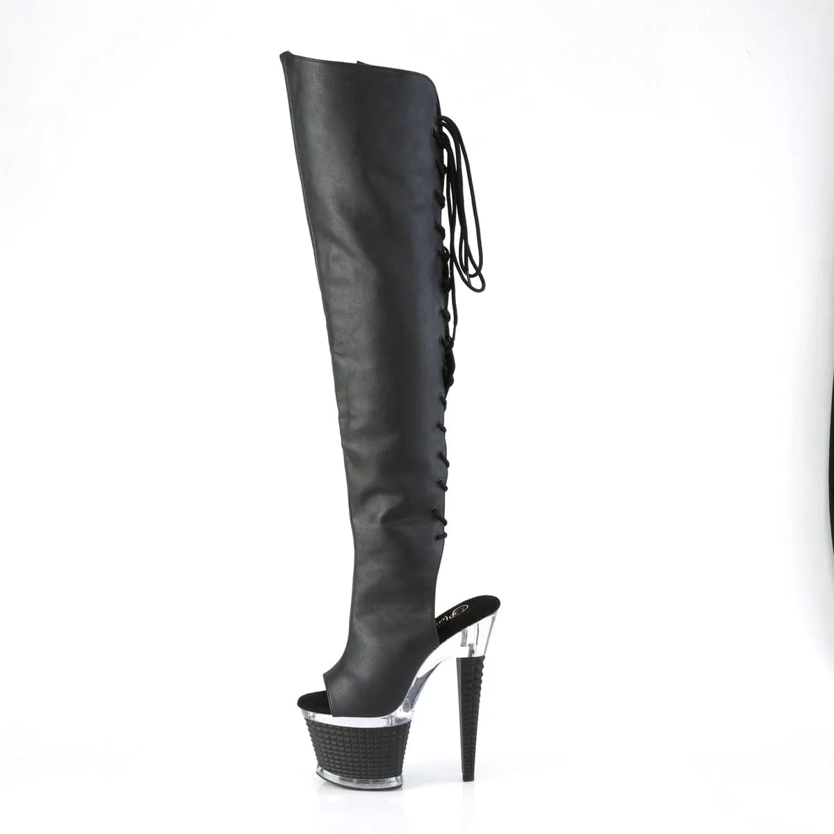 SPECTATOR-3019 Black Faux Leather/Clear-Black Matte