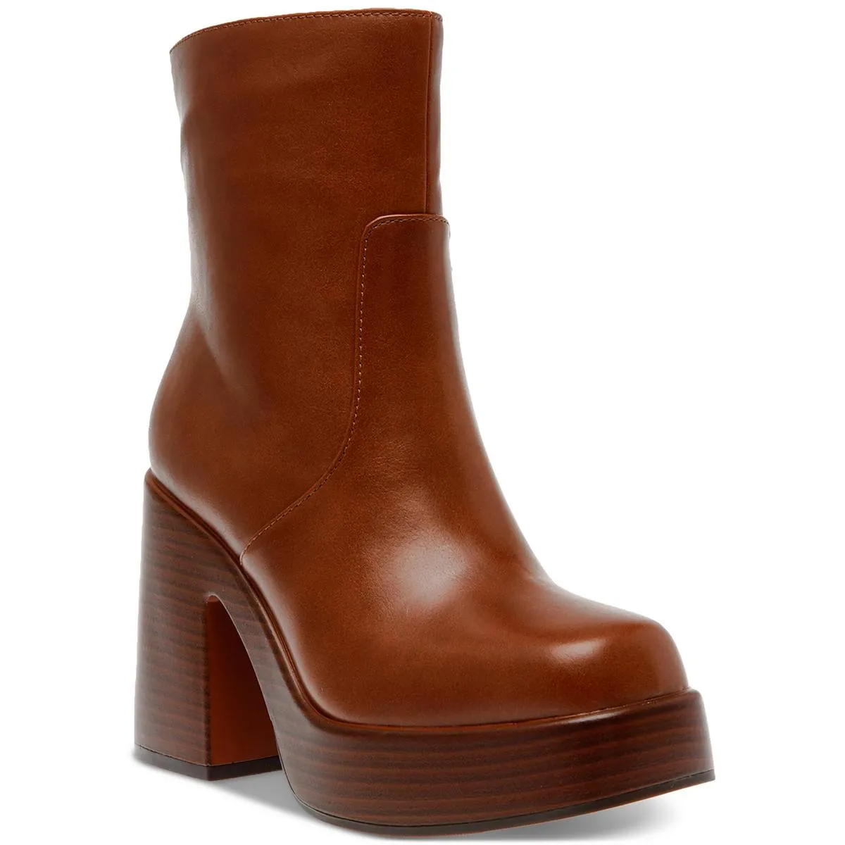 Stellaa Womens Faux Leather Lugged Sole Motorcycle Boots