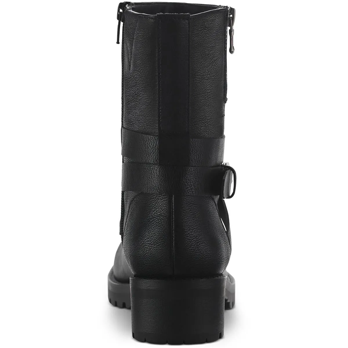 Stellaa Womens Faux Leather Lugged Sole Motorcycle Boots