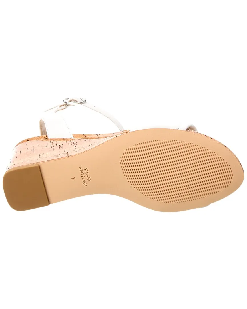 Stuart Weitzman Everly 75 Leather Wedge Sandal