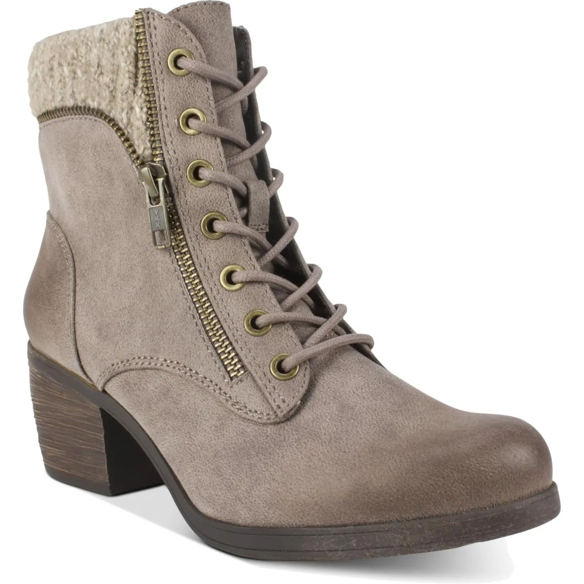 Stuart Womens Zipper Faux Leather Ankle Boots