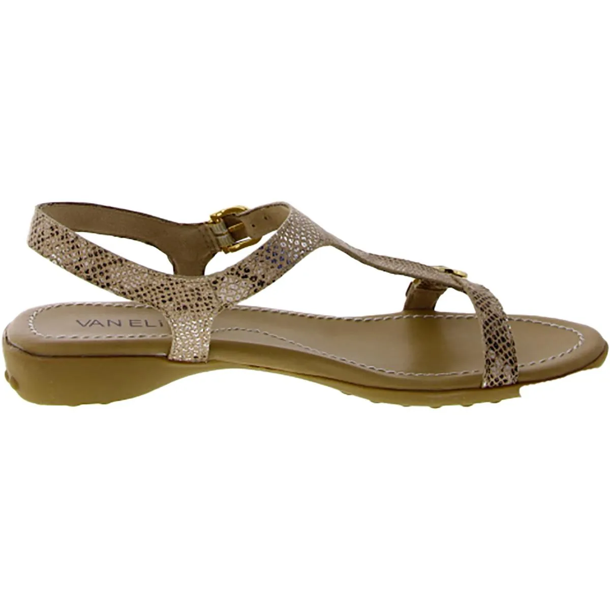 Taletha Womens Patent Leather Embossed T-Strap Sandals