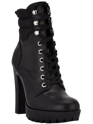 Talore  Womens Faux Leather Lux Sole Combat & Lace-Up Boots