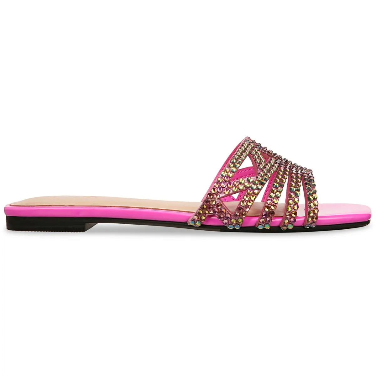 Tianah Womens Rhinestone Slip On Slide Sandals