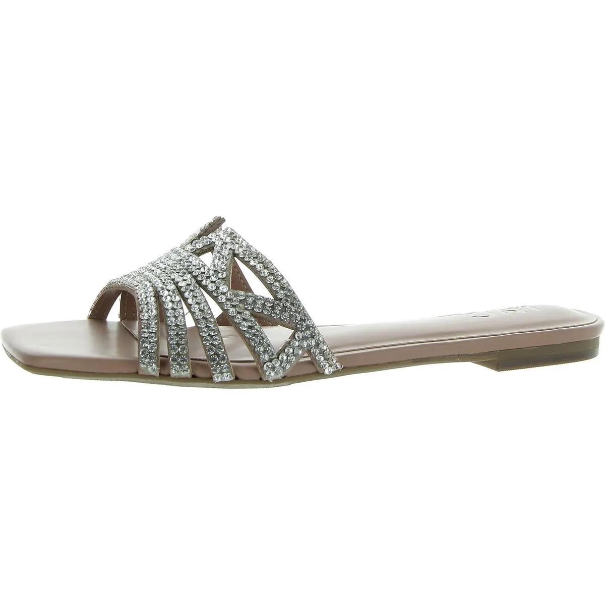 Tianah Womens Rhinestone Slip On Slide Sandals