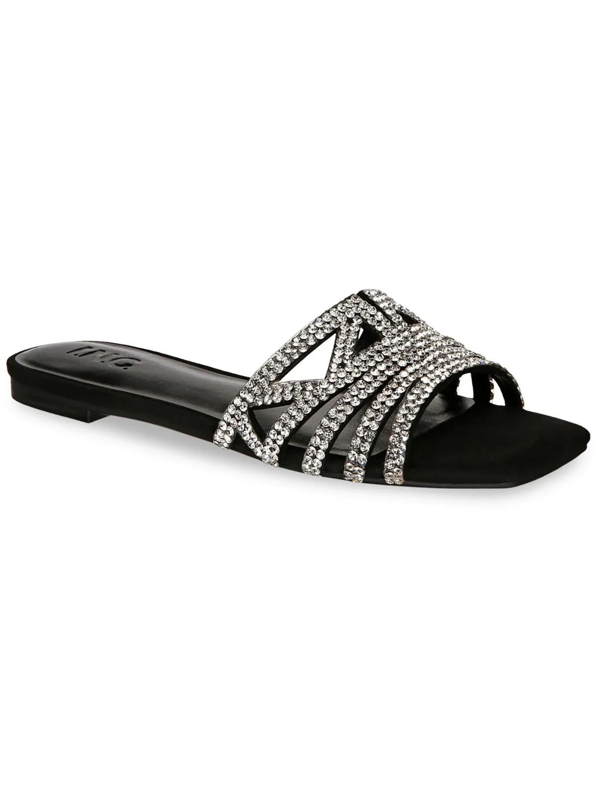Tianah Womens Rhinestone Slip On Slide Sandals