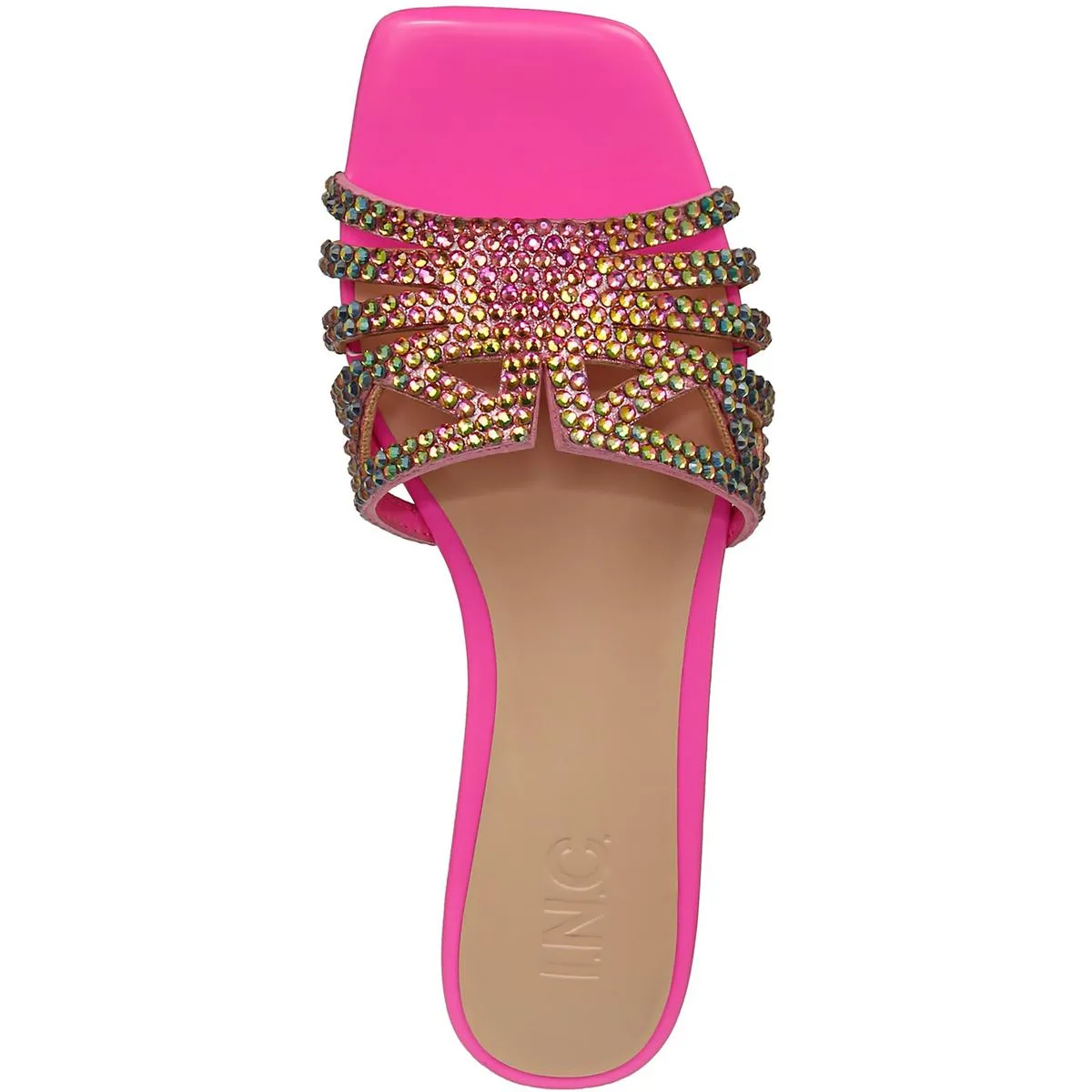 Tianah Womens Rhinestone Slip On Slide Sandals