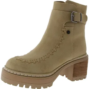 TOULA Womens Faux Leather Lugged Sole Ankle Boots