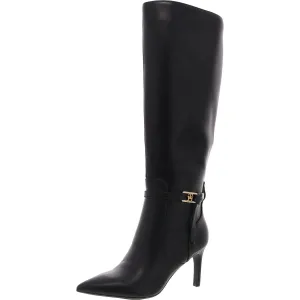 TWJullie Womens Solid Faux Leather Knee-High Boots