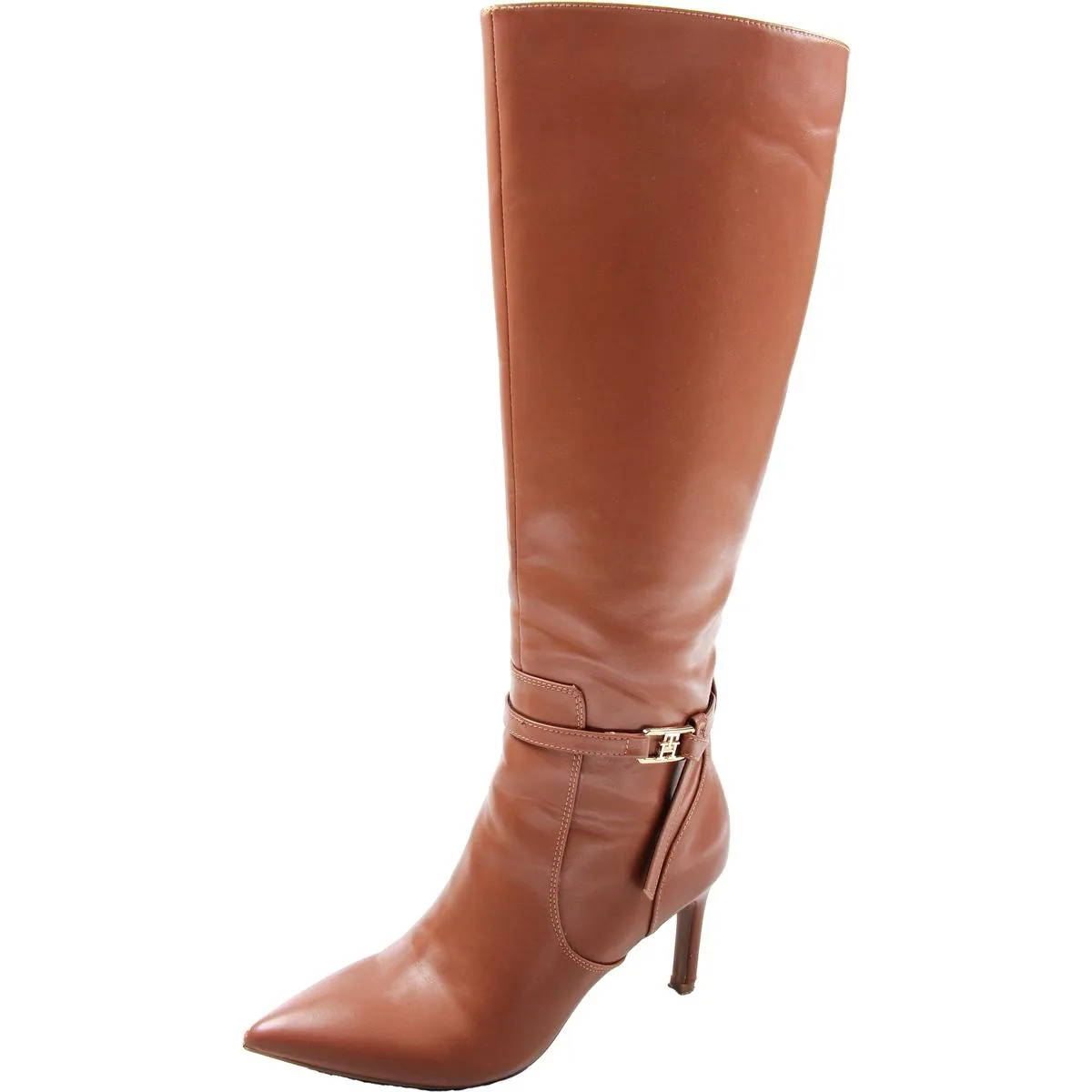 TWJullie Womens Solid Faux Leather Knee-High Boots