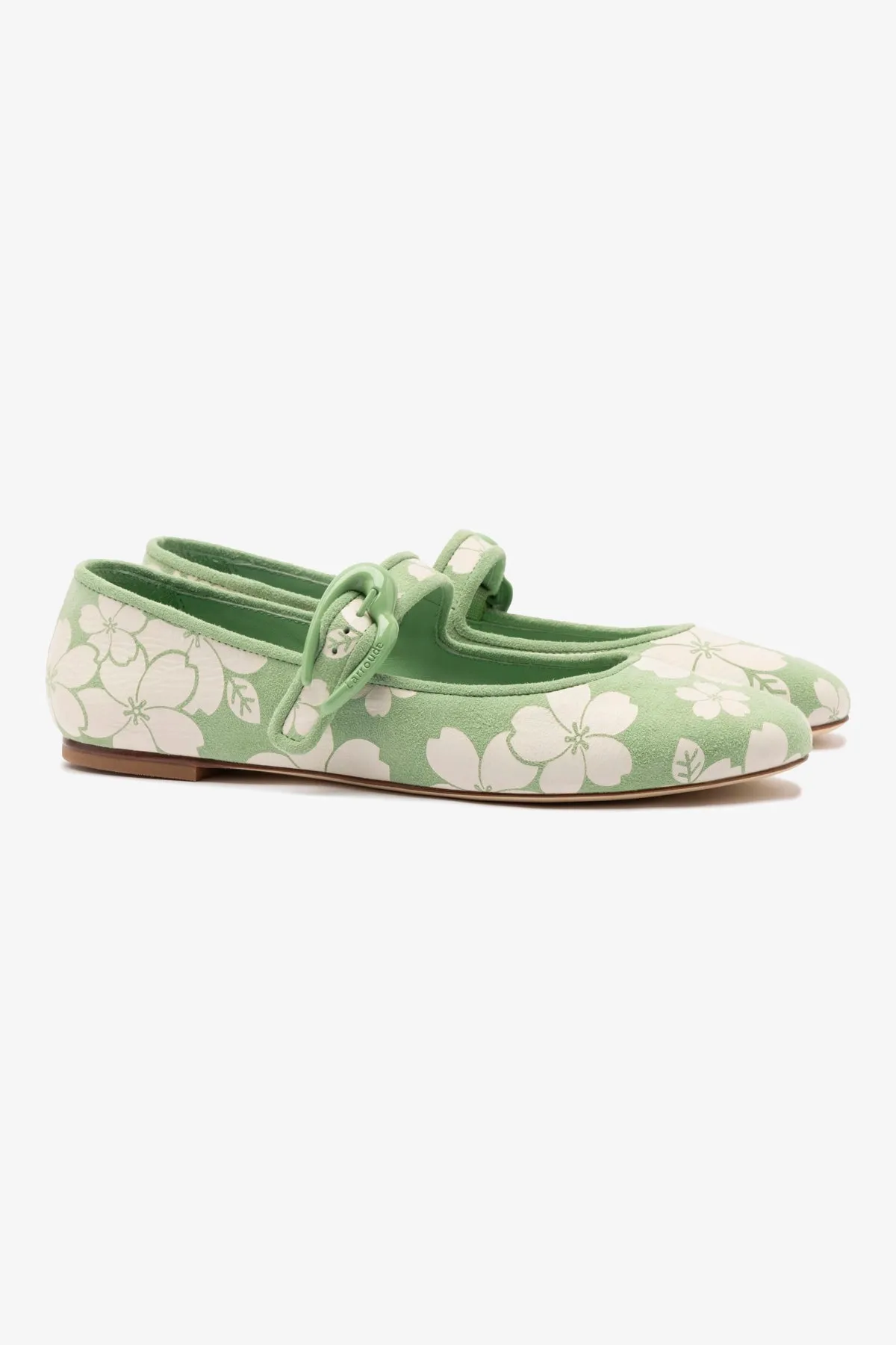 Verona Ballet Flat In Pistacchio Sakura Printed Suede