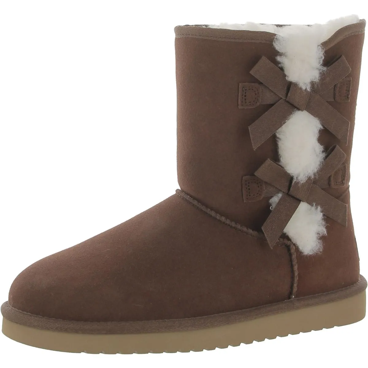 Victoria Short Womens Leather Embellished Shearling Boots