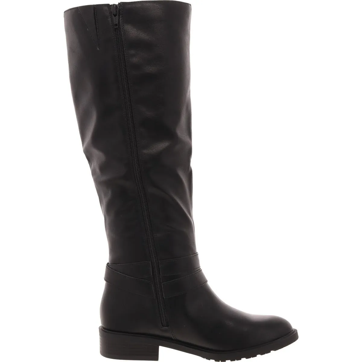 Vivicaa  Womens Buckle Faux Leather Knee-High Boots