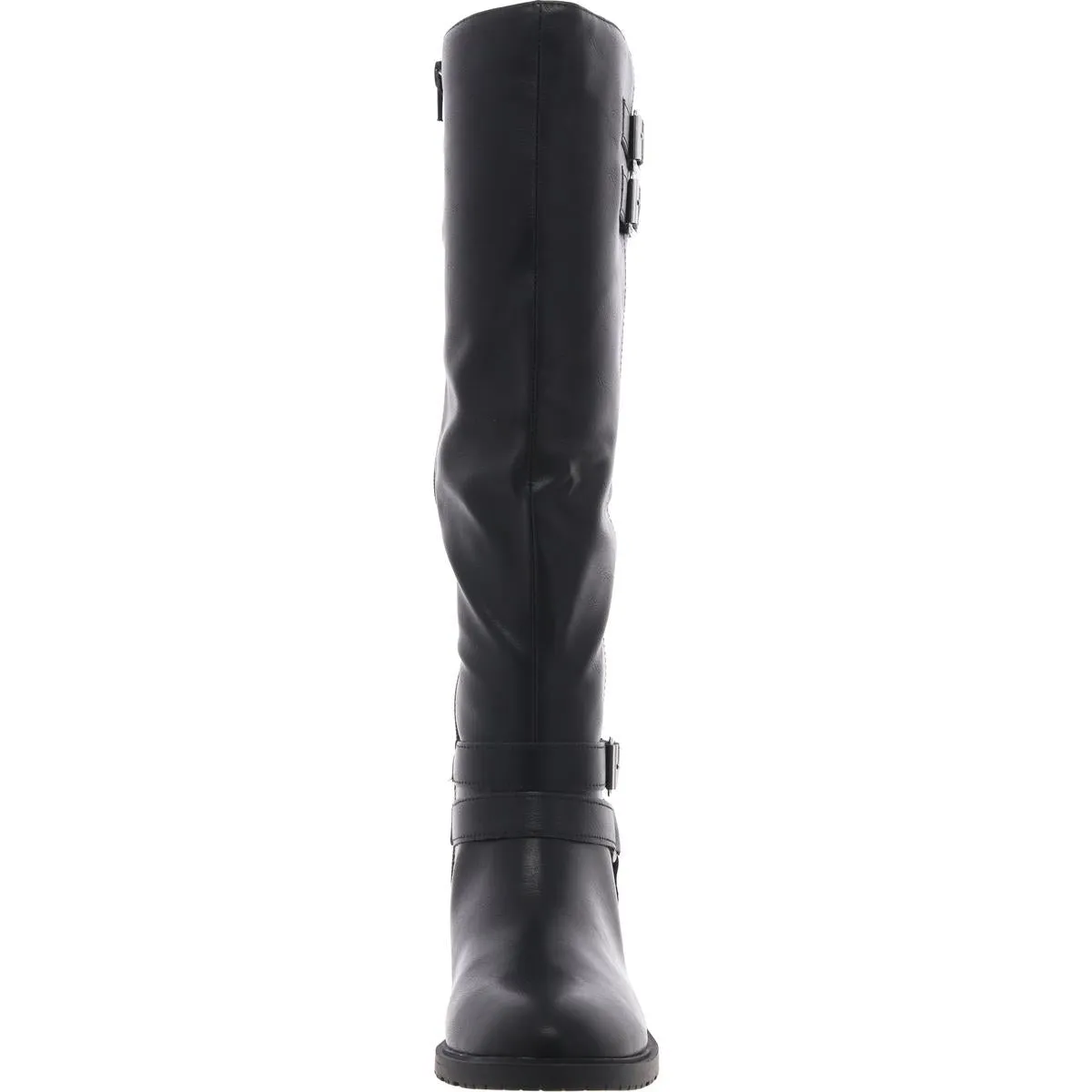 Vivicaa  Womens Buckle Faux Leather Knee-High Boots