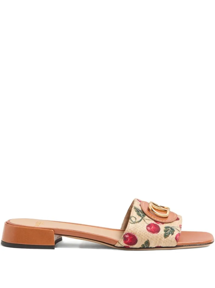 Vlogo Cherrifique Slides With Cherry Print And Block Heel