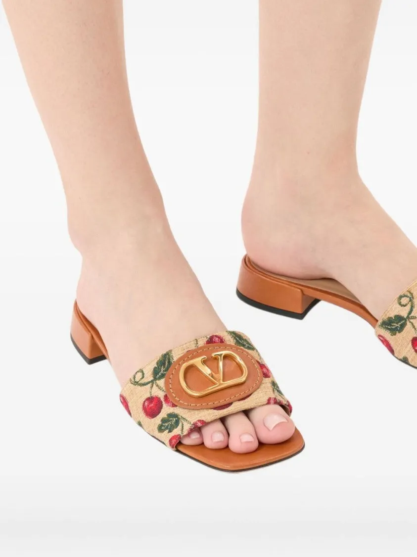 Vlogo Cherrifique Slides With Cherry Print And Block Heel