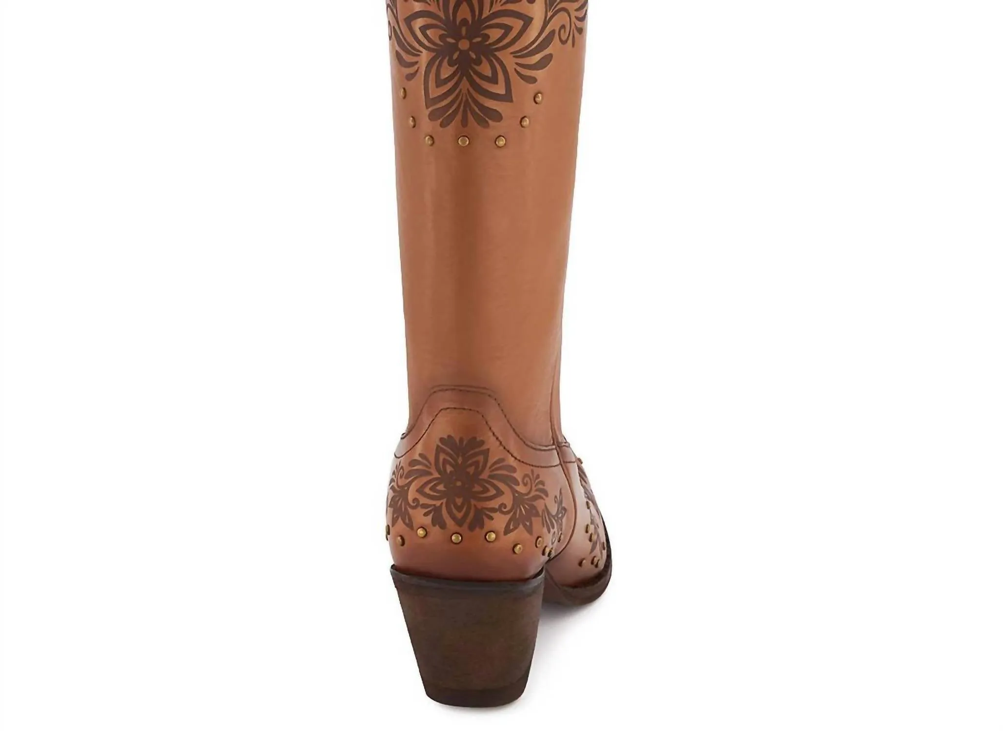 Women Premium Leather Western Boots In Brown